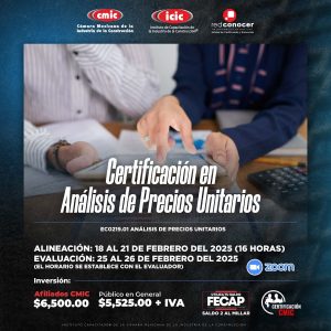 CERTIFICACION EN ANALISIS DE PRECIOS UNITARIOS